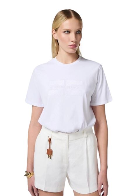 Jersey T-shirt with embroidered logo and rhinestones ELISABETTA FRANCHI | sweaters | MA00251E2270